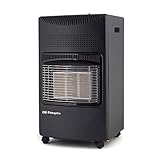 Orbegozo HCE 73, Estufa gas butano, 4200 W, 3 niveles de potencia, triple sistema de seguridad, apta para gas butano y propano, asa para transporte, ruedas pivotantes multidireccionales, color negro