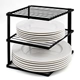 Joeji's Kitchen Estante para Platos Que no se tambalea para Almacenamiento de Cocina - Estante para Platos de Esquina para Armario - Organizador de estantes 25x25x19cm Negro