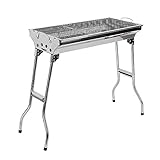 Barbacoa de Carbón Portátil, Parrilla de Acero Inoxidable Plegable, Barbacoa Carbon XXL con Sartén Antiadherente para Jardín, Terraza, Picnic, Camping (73 * 33.5 * 70cm)