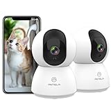 ANTELA Cámara Vigilancia WiFi Interior 1080P, 2.4/5GHz, 355°/90° PTZ, Audio bidireccional, Visión Nocturna IR, Detección de Movimiento, Compatible con Alexa/Google Home (2pcs)