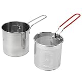 WPKD BLUEIY Cazo de Cocina con Cestilllo Freidor,Olla De Acero Inoxidable Con Mango De Fácil Agarre,Cazo de Cocina con Cestilllo Freidor Para Freír Pescado,Camarones,Pollo Y Patatas Fritas
