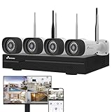 NIVIAN Kit Cámaras WiFi SuperHD con Grabador – Seguridad Inteligente para Hogar o Negocio, Visión Nocturna, Detección Humana IA, Audio Bidireccional, Fácil Instalación (16 CH - 4 Cámaras, Kit CCTV)