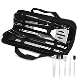 Hippodance Utensilios Barbacoa Kit, Utensilios Barbacoa con Bolsa Oxford,Barbacoa Parrilla Herramientas Acero Inoxidable Kit Barbacoa para Camping, jardín, Barbacoa en la terraza