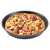 Hapivida Bandeja Pizza Horno, 9 Pulgadas Pizza Redondo Molde Soporte Pizza Antiadherente Plato para Pizza Pasteles para Hornear Sartenes Horno Microondas (1 Pcs)