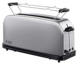 Russell Hobbs Tostadora [ranura ancha para 2 rebanadas / 1 rebanada grande de pan] acero inoxidable Adventure (soporte para panecillos, 6 niveles de tueste + función de descongelado, 1000 W) 21396-56