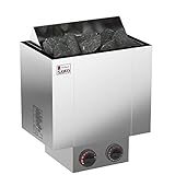 SAWO Nordex 2017 6,0 kW Calefactor eléctrica para sauna; con mandos de funcionamiento incorporados (NB modelo); Multi-Voltaje: ya sea monofásico 230V o trifásico 400V; Carcasa de acero inoxidable