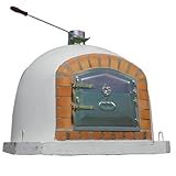 Horno de Leña Artesanal - Con Puerta Metálica, Termómetro y Base de Hormigón | Horno Exterior para Asados y Pizzas | Fabricación Manual con Alta Inercia Térmica (100x100)