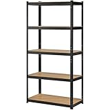 Yaheetech Estantería Metálica Almacenaje 180x90x45cm Estanteria Garaje Baldas Estante de Cargas Pesadas para Taller Trastero Bricolaje Color Negro