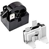 Greluma 1 Pieza Relé de arranque de 2 pines de 15 ohmios, relé de arranque de refrigerador de 1 pin y protector de sobrecarga de refrigerador de 1/6 HP 125 W compatible con compresor de refrigerador