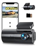 GKU Dashcam Cámara Coche 4K/2.5K, 5GHz WiFi Dash CAM Coche con Tarjeta SD de 64GB, Camara Coche Grabadora,170° Gran Angular,Visión Nocturn,WDR,Sensor G,Monitor de Aparcamiento 24H,Grabación en Bucle
