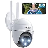 ieGeek 2K Camara Vigilancia WiFi Exterior con Eléctrico, PTZ 355°, Detección de Humano, Seguimiento Automático, Visión Nocturna Color, Alarma de Luz y Sonido, Grabación Continua, Compatible Alexa