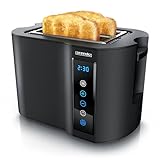 Arendo - Tostadora táctil de 2 rebanadas de acero inoxidable - Panel táctil - Pantalla digital de tiempo restante - 800 W - Carcasa de doble pared - Con accesorio para panecillos - 7 grados de tostado