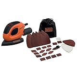 BLACK+DECKER Lijadora de ratón 55W, Lijadora de Detalle Compacta con 10 Accesorios y Bolsa de Transporte, BEW230BCA-QS