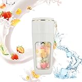 Vusddy Batidora portátil para batidos y batidos, mini batidora para hacer smoothies para llevar, portátil, exprimidor pequeño para fitness, viajes, oficina, 340 ml, 10 cuchillas superafiladas, USB