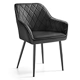 SONGMICS, Sillón de Terciopelo, Silla Tapizada con Reposabrazos, Carga Máx. de 120 kg, Patas de Metal, para Comedor, Cocina, Negro Tinta LDC088B01, 60 x 62.5 x 85 cm