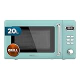 Cecotec Microondas Digital con Grill de 20 L Proclean 5110 Retro Green. 700 W en 5 Niveles, Temporizador hasta 60 mins, 8 Programas y Modo Descongelación, Diseño Vintage en Verde