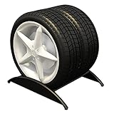 Soporte para neumáticos, soporte de hierro para neumáticos, estante de garaje negro, base duradera para talleres mecánicos, circuitos de carreras y exhibiciones, con capacidad para 2 neumáticos.