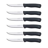 Arcos Serie Cuchillos de Mesa Chuleteros, Mango de Polipropileno, Apto para Lavavajillas, Negro, Hoja 110 mm, 6 Piezas (705500)