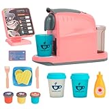 Cafetera Juguete & Caja Registradora,Juego Cafe Juguete Cafetera Juguete con Sonido y Agua,Cafetera Infantil,Juego de rol,Regalos para Niños y Niñas Mayores de 3 Años en Navidad y Año Nuevo(Rosa)