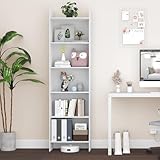 Hzuaneri Librería, Estantería de 6 Niveles, para Salón, Estudio, Oficin, Dormitorio, Estilo Escandinavo, 24 x 48 x 170 cm, Blanco 01103XBC