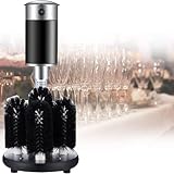 Lavadora De Vidrio Eléctrica, Máquina De Limpieza Automática Comercial De Copas De Vino con 5 Cepillos De Limpieza, 600-800 Tazas/Hora para Lavar Manchas De Té Viejas, Manchas De Café, Lápiz Labial