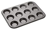 MasterClass Bandeja de 12 agujeros para tarta de carne, sin PTFE, PFOA ni BPA, robusta de acero al carbono de 1 mm de espesor, 32 x 24 cm Jam Tart Tin