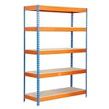 Estantería Modular metálica Reforzada, para Uso Particular y Profesional, 5 Baldas Capacidad de Carga máxima 1000kg. 177cm x 99cm x 45cm. Ideal para garajes, talleres y almacenes.