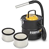 Powerplus POWX3013 - Aspirador de cenizas con motor de 1600 W, 20 litros, práctico y ligero, para chimenea, barbacoa, horno, boquillas de aspiración de aluminio