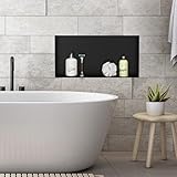 LuxeBath Nicho de Ducha de Acero Inoxidable 60x30x10cm cm Negro Marco de Pared Empotrado Alicatable Estante Integrado Instalación Flexible para Almacenamiento Organizador de Utensilios para Baño