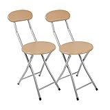 LA BOLATA thesecrethome.es - Set de 2 Taburetes Plegables de Cocina - Silla Plegable de Metal y Madera - Silla Apta para Interior y Exterior - Alto. 74 cm x Diámetro. Ø30 cm