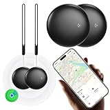 Localizador Bluetooth Negro- 2 Pack Air Tracker Tag Funciona con Apple Buscar (Sólo iOS 14.5+), Encuentra Teléfono y Llaves,Rastreador GPS Impermeable para Mochila,Mascotas,Coche,Niños