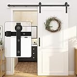 WINSOON 183 CM Puerta Sencilla Armario de garaje Acero al carbono madera Kit de pesado Puerta corredera de granero - Forma de J - (puerta no incluida)