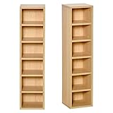 HOMCOM - Juego de 2 estanterías columnas armario de almacenamiento CD-DVD 6 + 6 compartimentos dim. 21 x 19 x 88 cm. Capacidad máx. 160 CDs, color haya