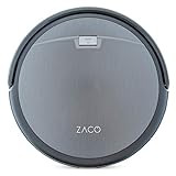 ZACO Robot aspirador A4s con mando a distancia, Aspirador sin cable, ultra silencioso, plano, óptima para alfombras (cepillo de cerdas), Robots aspiradores con base de carga, recipiente XL 450 ml