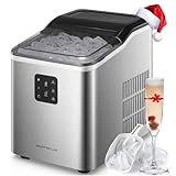 Máquina de cubitos de hielo, 14 kg, tiempo de producción de 6 minutos, máquina de hielo autolimpiable, 2 tamaños de cubitos de hielo, silenciosa, sensor de infrarrojos, acero inoxidable, NORTHCLAN