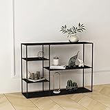 [en.casa] Estantería de Almacenaje con Estantes Mueble de Salón Librería de 5 Niveles Estantería Diseño Industrial Baja Metal 120 x 35 x 88 cm - Negro