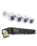 Anlapus 1080p Kit Cámara de Vigilancia 8CH Grabador DVR 1TB Disco Duro con 4x 2MP Cámara Seguridad Exterior, Visión Nocturna