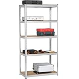 Yaheetech Estantería Metálica de Almacenaje 180x90x40cm Estanteria Trastero de 5 Niveles Estante de Almacenamiento para Garaje Taller sin Tornillos Carga de 875 kg Platado