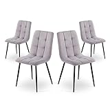 Mc Haus Maya Light Grey x4 - Pack de 4 sillas de Comedor, diseño nórdico y Vintage con Asiento Acolchado y Respaldo ergonómico, Color Gris Claro