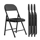 Utlenianie Pack 4 Sillas Plegables Comedor, Silla Plegable Acolchada, Silla Plegable Salon, Sillas de Comedor de PU, Asiento Auxiliar para el Hogar, Ideal para Cocina, Salón, Dormitorio (Negro)