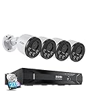 ZOSI Kit de Cámara de Vigilancia PoE 8CH 5MP Grabador NVR Sistema con 4pcs 4MP Cámara de Seguridad IP, Visión Nocturna, 2TB HDD para Grabación 24/7