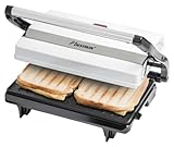 Bestron Parrilla Sandwichera con Revestimiento Antiadherente, Viva Italia, 700 W, Blanco
