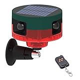 KEEDA Solar Sensor de Movimiento Sonido Alarma, 129dB Sirena de Seguridad con Luz Estroboscópica Grabadora de Voz para Granja Granero Villa Jardín (Rojo)
