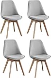 SHIITO | Modelo Otto - Pack de 4 Sillas de Comedor de Estilo Nórdico | Tapizadas con Tela | 41.5 x 43 x 83 - Color Gris | Diseño Sencillo y Elegante | con Patas de Haya