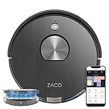 ZACO Robot aspirador y fregasuelos A10 WiFi, Alexa, Google, App, Aspiradora y fregadora 3en1 inteligente, navegación 3D Laser 360° mapeo, para suelos madera, parquet, alfombras, pelos de mascotas