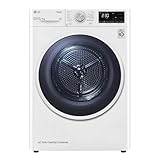 LG RH90V9AVHN - Secadora inteligente de carga frontal, 9 kg, clase A+++, condensación con bomba de calor, Wi-Fi con SmartThinQ, Eco Hybrid, Allergy Care, 60 x 69 x 85 cm, color blanco