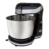 Quest - Robot pastelero, 6 velocidades, 3 litros, cuenco de acero inoxidable, accesorios incluidos, color negro