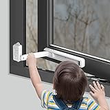 EUDEMON 1 Piezas Cerradura de ventana segura para niños, tope de ventana, fácil de instalar, con adhesivo 3M VHB, no se requieren tornillos ni perforaciones (Blanco)