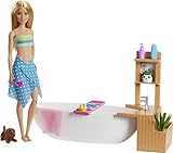 Barbie Muñeca Barbie y su Bañera de Burbujas, juguete regalo para niños y niñas (Mattel GJN32)