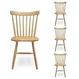 Homely – Pack de 4 sillas de Comedor Vicky | sillas para Comedor, Cocina, salón | sillas de Madera y MDF | Diseño clásico, Vintage, nórdico | de 50x52,5x86 cm | Color Madera